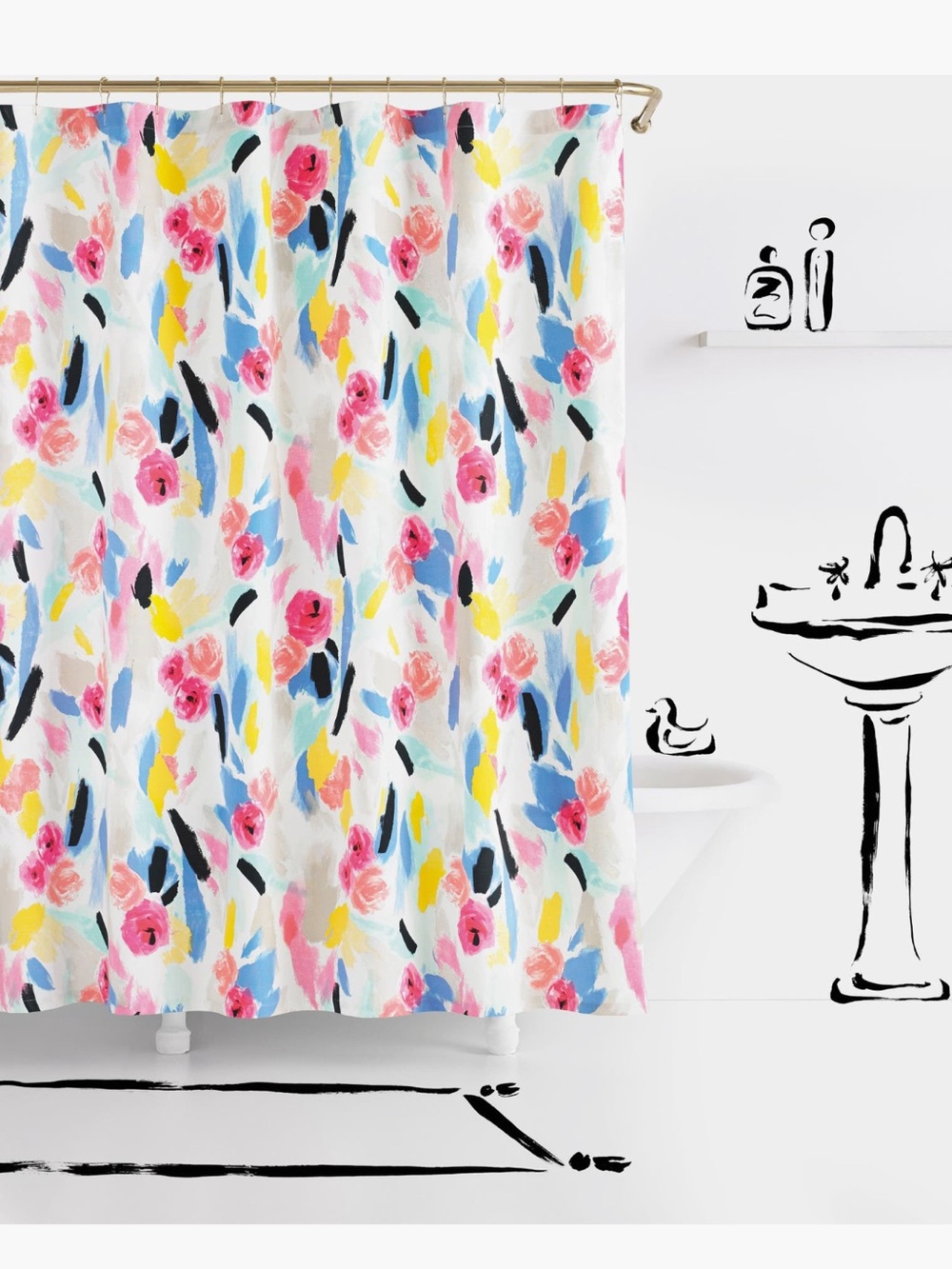 kate spade Paintball Floral Brushstroke Shower Curtain